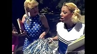 latex granny blowjob cum