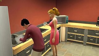 son sex mom hot mom kitchen with fucking