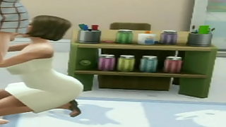 cartoon old man peeing