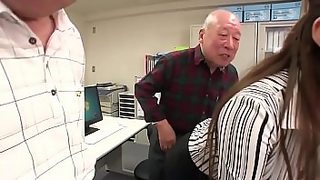boobs touching old man